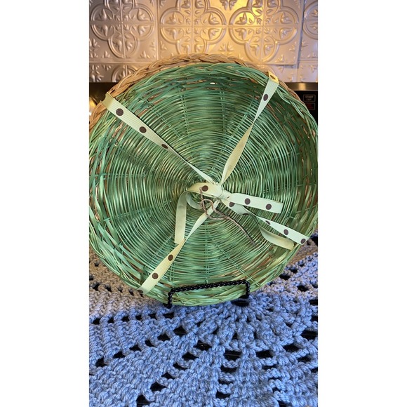 The Unbranded Brand Other - Vintage Wicker Picnic Paper Plate Holders SET OF 3 Green and Brown